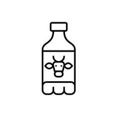Milk bottle with cow head on it. Farmer dairy products. Shopping and food. Pixel perfect, editable stroke vector icon