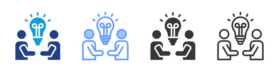 Brainstorming icon set multiple style collection