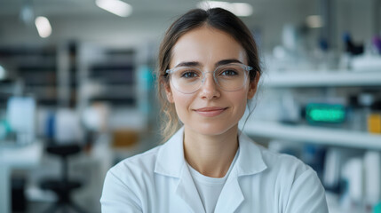 scientist in lab smiling confidently, showcasing innovation and research