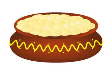 Vector illustration of Indian sweets in a pot on transparent background