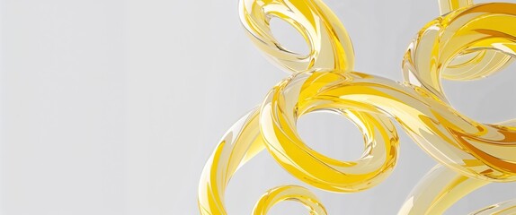 yellow translucent spiral twists abstract pattern abstract on plain white background illustration design concept backdrop