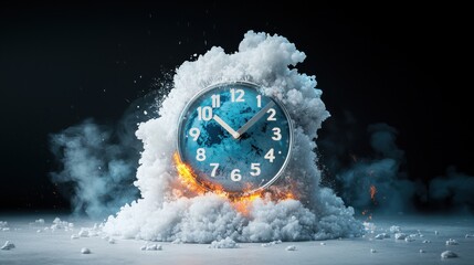 Digital timer ticking on Earth's surface, highlighting urgency of climate change. Global warming emergency.