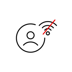 User avatar and no wi-fi symbol. No internet access. Pixel perfect, editable stroke vector icon