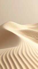 A serene landscape of gently rolling sand dunes with soft, flowing lines and warm tones.