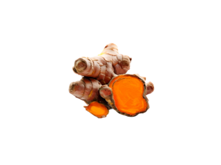 turmeric root and slice isolated on transparent background 