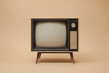 An old television set sits on its wooden stand alone