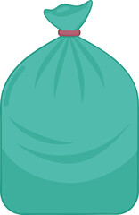 Trash bag vector illustration with tied top, A vector illustration of a tied trash bag, ideal for waste disposal, cleaning, and environmental themes.
