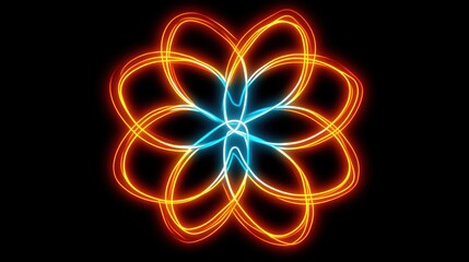 Naklejka premium Glowing floral light trails, dark background
