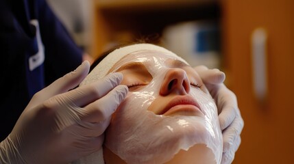 Close-up of a Woman Receiving a Facial Treatment