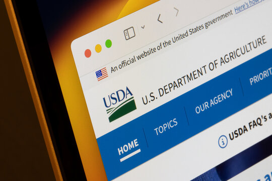 Portland, OR, USA - Nov 10, 2024: Homepage of the U.S. Department of Agriculture (USDA), an executive department of the United States federal government, is seen on a computer.