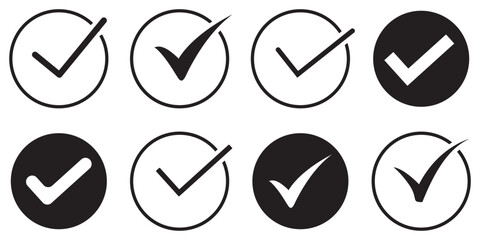 Blue Tick set of A collection of blue check mark badges in various shapes and designs, suitable for indicating approval or verification. Social media account verification icons. 