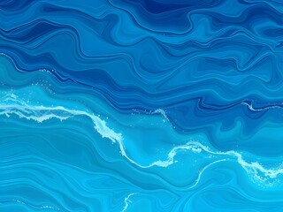Obraz premium Abstract Ocean Wave Texture Blue Swirls, Water Surface, Liquid Motion, Marble Art, Graphic Design Background