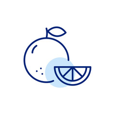 Orange and slice. Groceries, healthy food, vegetarian and vegan. Dieting and shopping. Pixel perfect, editable stroke vector icon