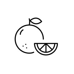 Orange and slice. Groceries, healthy food, vegetarian and vegan. Dieting and shopping. Pixel perfect, editable stroke vector icon