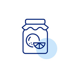 Orange jam jar. Sweet preserves. Groceries shopping. Pixel perfect, editable stroke vector icon