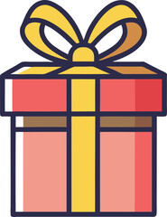 Red Gift Box with Yellow Ribbon and Bow Vector Illustration, A vibrant vector illustration of a red gift box with a yellow ribbon and bow, perfect for holiday and celebration designs.
