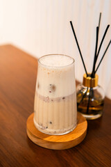 A cup of Coffee Chocolate Matcha hot iced cafe