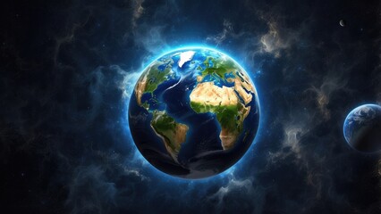 Obraz premium A satellite view of Earth at night, highlighting the eastern United States and parts of Central America and the Caribbean.