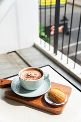 A cup of Coffee Chocolate Matcha hot iced cafe