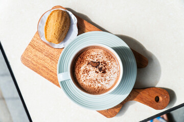 A cup of Coffee Chocolate Matcha hot iced cafe