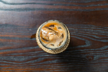 A cup of Coffee Chocolate Matcha hot iced cafe