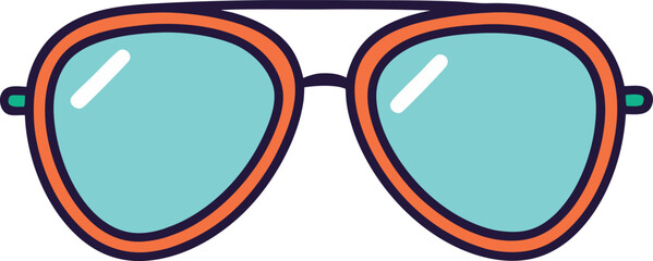 Colorful Sunglasses Vector Design, A vibrant vector illustration of stylish sunglasses with orange frames and blue lenses, ideal for fashion and accessories themes.
