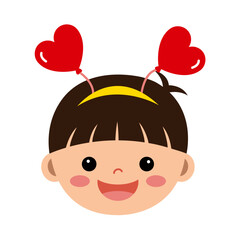 하트 머리띠를 하고 있는 남자 어린이 일러스트