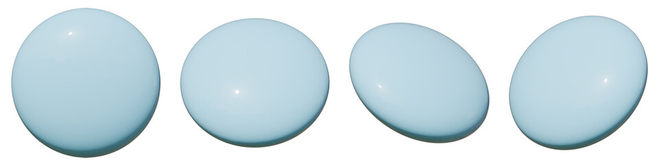 baby blue sugar-coated candies or chocolates in 3D illustration style
