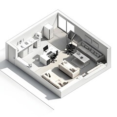 Modern Minimalist Apartment Interior with Furniture Decor and Technology Accessories