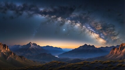 Obraz premium A panoramic view of a night sky filled with countless stars,