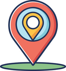Location pin vector with inner circle design, A vector illustration of a location pin symbol with an inner circle design, representing geolocation and mapping.
