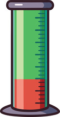Measuring cylinder vector with colored liquids, A vector illustration of a measuring cylinder with green and red liquids, commonly used for scientific measurements and experiments.
