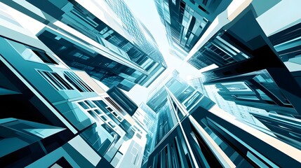 Obraz premium Dynamic Technological Cityscape of Futuristic Geometric Patterns and Structures in Motion