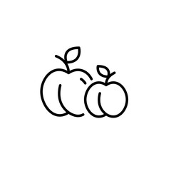Two plums. Groceries shopping, farmer market fresh green products. Pixel perfect, editable stroke vector icon