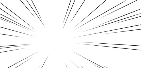 Obraz premium Comic speed lines, burst patterns with dynamic motion streaks. Manga zoom effects. Black white panels and empty comic book frames. Explosion rays and action movement backgrounds.