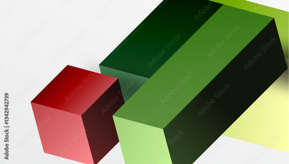 Poster Sleek abstract design featuring isometric 3D blocks in a clean, modern composition. Perfect for tech-inspired themes, with vibrant colors and geometric precision