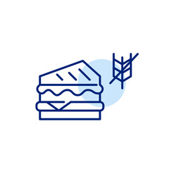 Sandwich with gluten-free bread. Crossed wheat ear. Pixel perfect, editable stroke vector icon