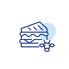 Sandwich with beef. Lunch or dinner snacks. Meat loving, restaurant menu. Pixel perfect, editable stroke vector icon