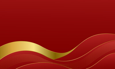 Elegant red and gold abstract wave background. Modern luxury design. Suitable for Invitations, awards, templates, banners, covers, posters, presentations, websites and pages