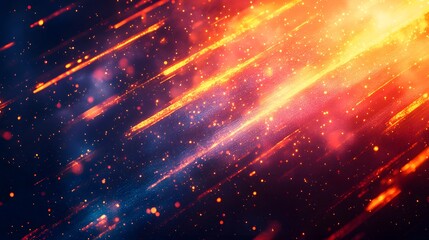 Fototapeta premium Diagonal orange and red lights across a dark background glow