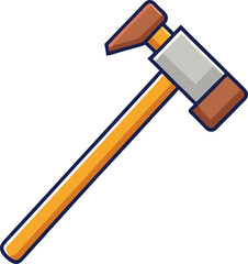 Claw hammer vector illustration design, A vector image of a claw hammer with a wooden handle and metal head, commonly used for construction, carpentry, and repairs.
