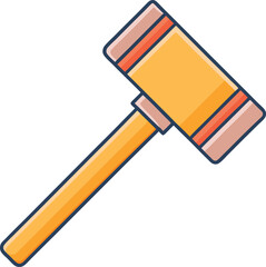 Judge gavel vector illustration design, A vector image of a colorful judge's gavel with a wooden handle, symbolizing law, justice, and courtroom decisions.
