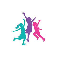 joyful kids vector creative logo design