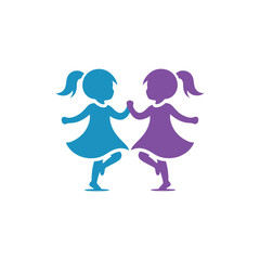 joyful kids vector creative logo design