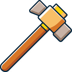 Vector illustration of a rubber hammer with wooden handle, Vector image of a rubber hammer with a wooden handle, designed for soft striking in construction or repair work.
