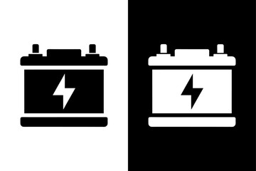 Car Battery Silhouette Vector Icon High-Quality Black & White Background.
