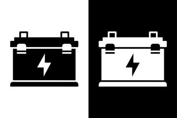 Car Battery Silhouette Vector Icon High-Quality Black & White Background.