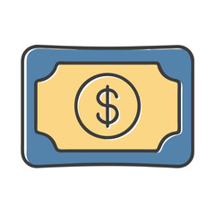 Obraz premium Money bill icon in yellow and blue