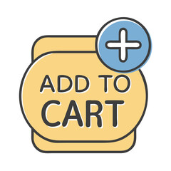 Obraz premium Add to cart button icon in yellow and blue