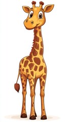 Obraz premium Friendly Cartoon Giraffe Illustration on White Background
